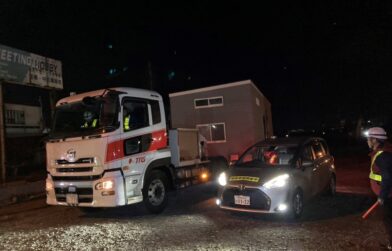 トレーラーハウスの移動が完了しました。